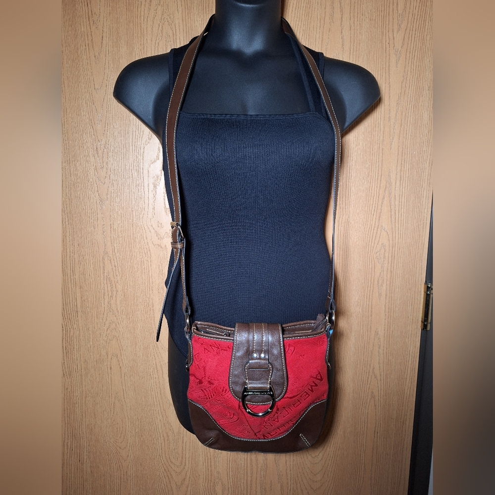 American Living Red and Brown Crossbody Bag